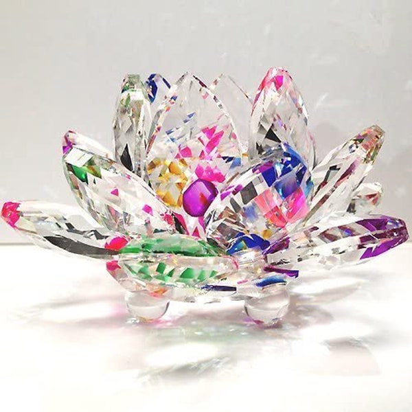 3'Crystal flower  Sparkle Crystal Lotus Flower Feng Shui HoCrystal floweme Decor,Crystal Lotus Flowers are excellent conductors of energy