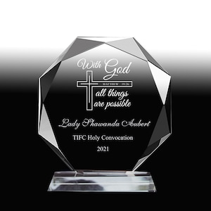 Gift from church,Personalized Crystal  Plaque, Crystal Award, Church Gift ,Free Engraved Trophy，crystal award，4 3/4 inches ruond award