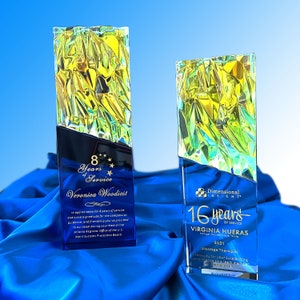 Personalized Glass Award ,Employee, Retirement, Appreciation Gift , Graduation ,Plaque, Crystal Award, Engraved Trophy, of Month, of Year