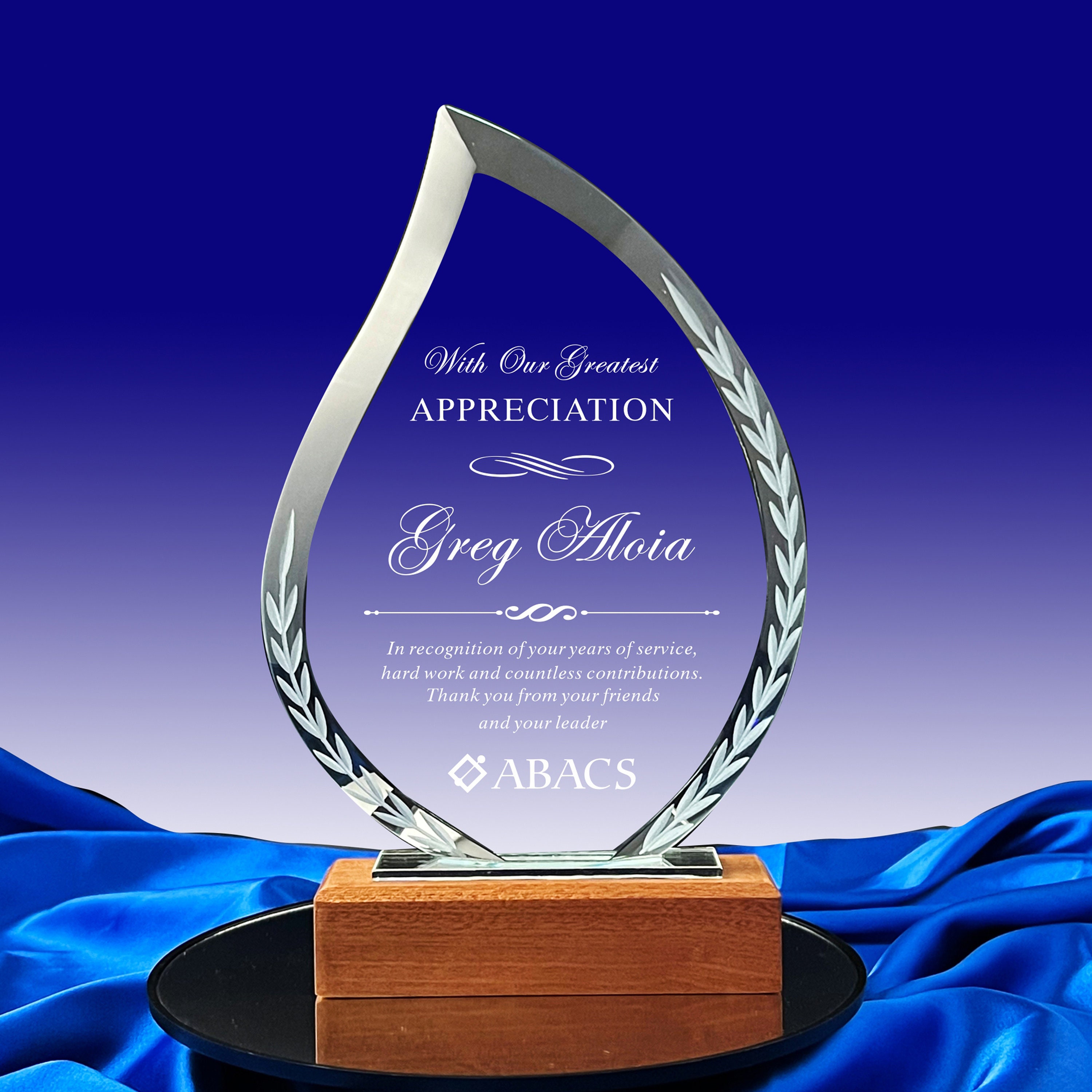 Personalized Crystal Employee Award,Retirement Appreciation, Gift for Manager, Staff, Custom Retirement Award with Laser Engraving 6 inches