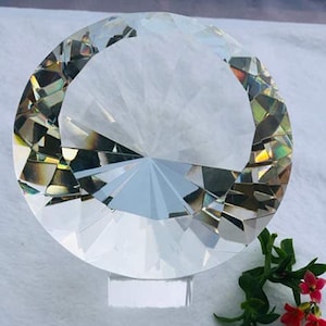 5&#39; Crystal Diamond Jewel Paperweight Free Engraved Trophy-Crystal Glass Award for Graduation, Recognition, Achievement, Appreciation