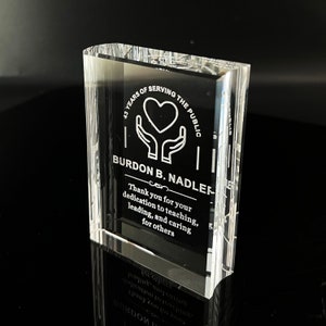 Personalized Book Shape Crystal Award, Awards, Deep Engraved Trophy, Crystal Plaque, World Trophy, Laser Etched Trophy, Gift for Pastor