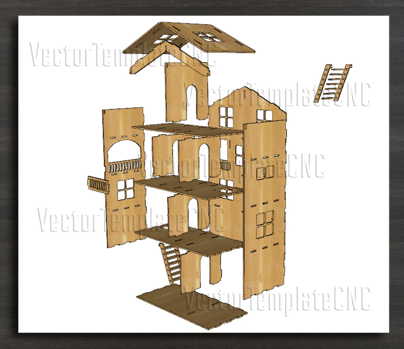 Children dollhouse dxf model 3d house for laser cutting | Etsy