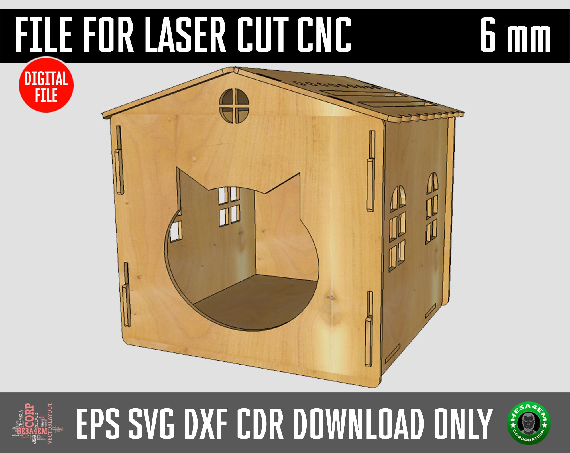 House for funny pets Dog house template Cat bed laser Etsy