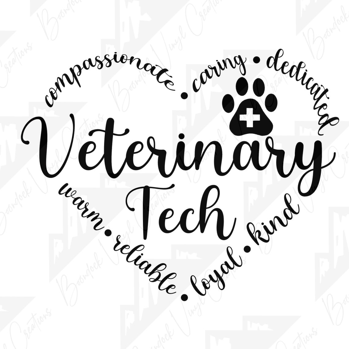 Heart Vet Tech PNG Etsy
