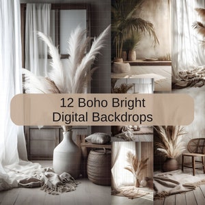 Boho Bright Digital Backdrops, Wedding, Maternity Backdrop Overlays, Studio Backdrop Overlays, Fine Art Textures, Photoshop Overlays