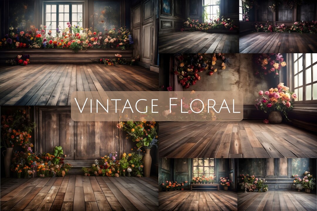 Rustic Filter Overlay Vintage Floral Digital Backdrop: Rustic Studio Photography Overlays ...