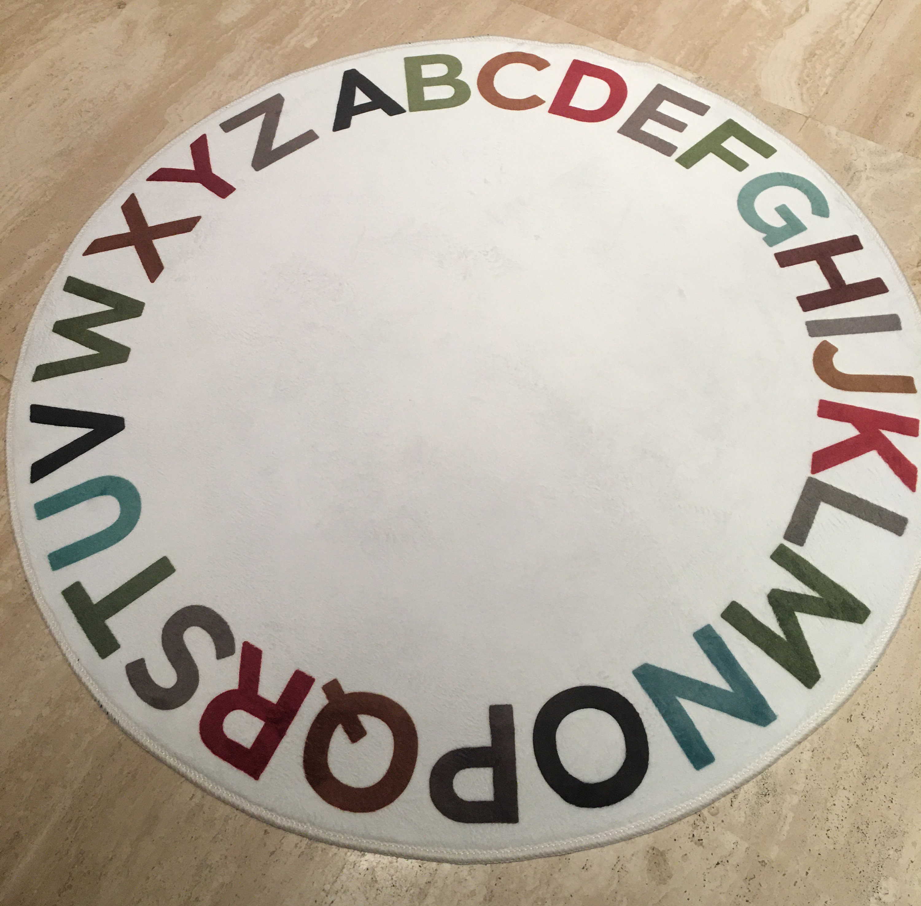 Round ABC Alphabet Rug Educational Kids Room Carpet Nursery Etsy