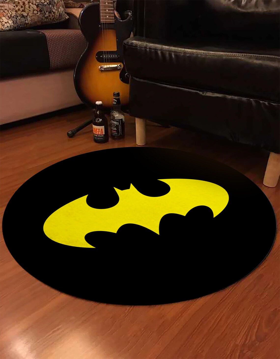 Round Batman Rug Batman Logo Carpet Super Hero Rug DC Etsy