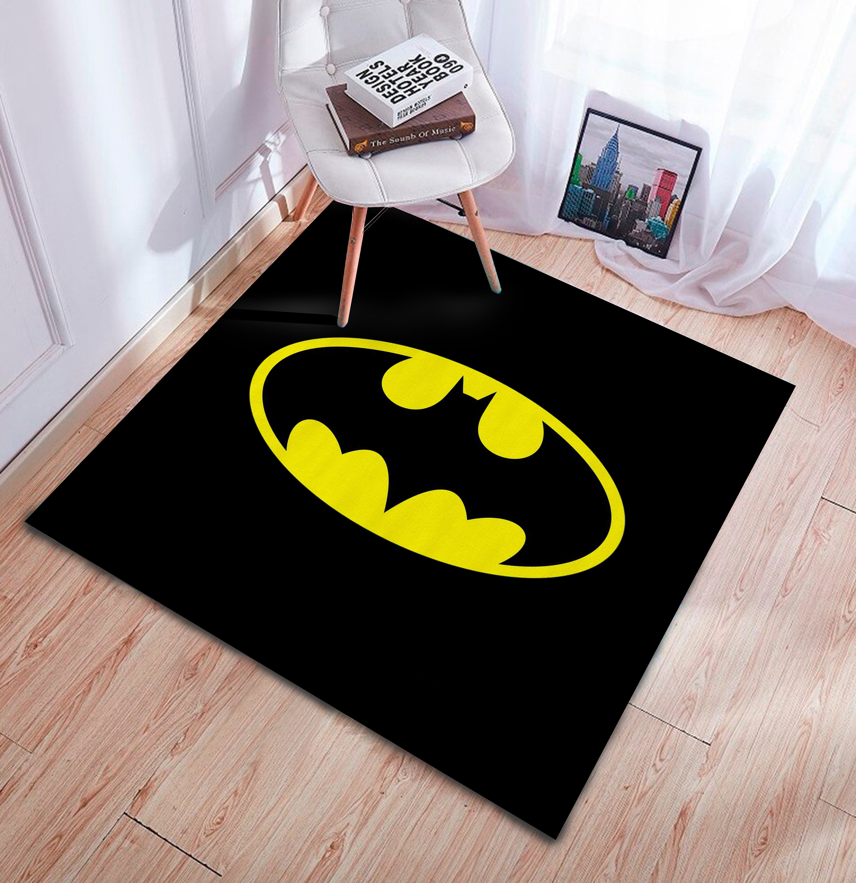 Square Batman Carpet Nursery Rug Batman Logo Rug Batman Etsy