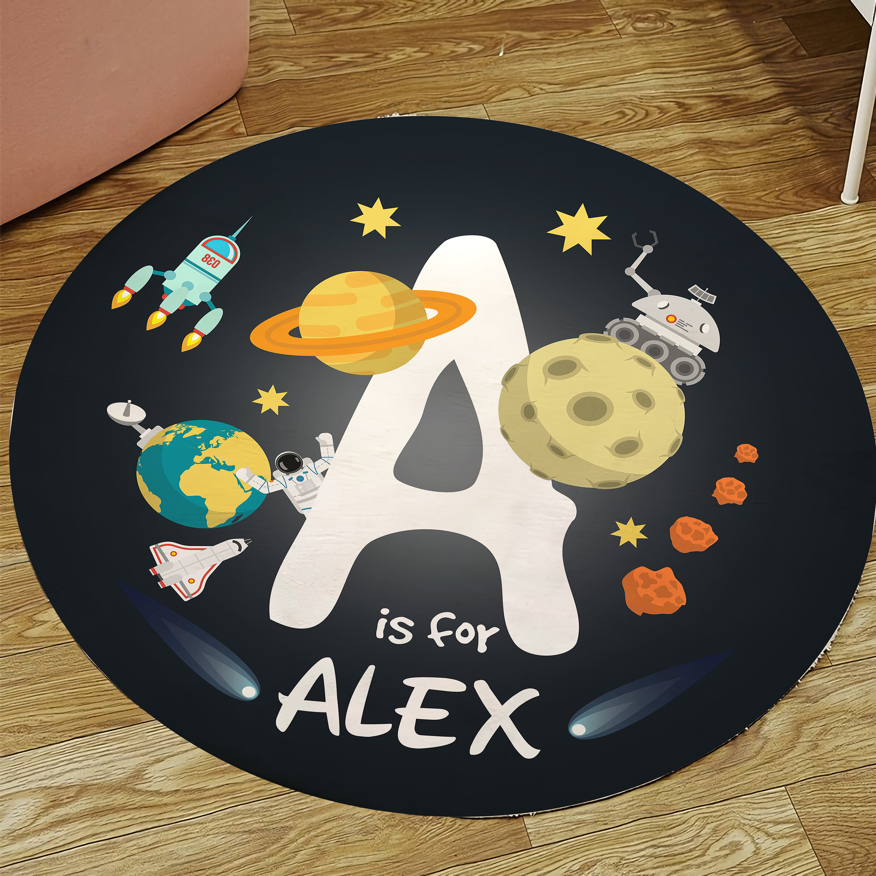 Personalized Space Themed Nursery Rug Playmat Baby Nursery Etsy