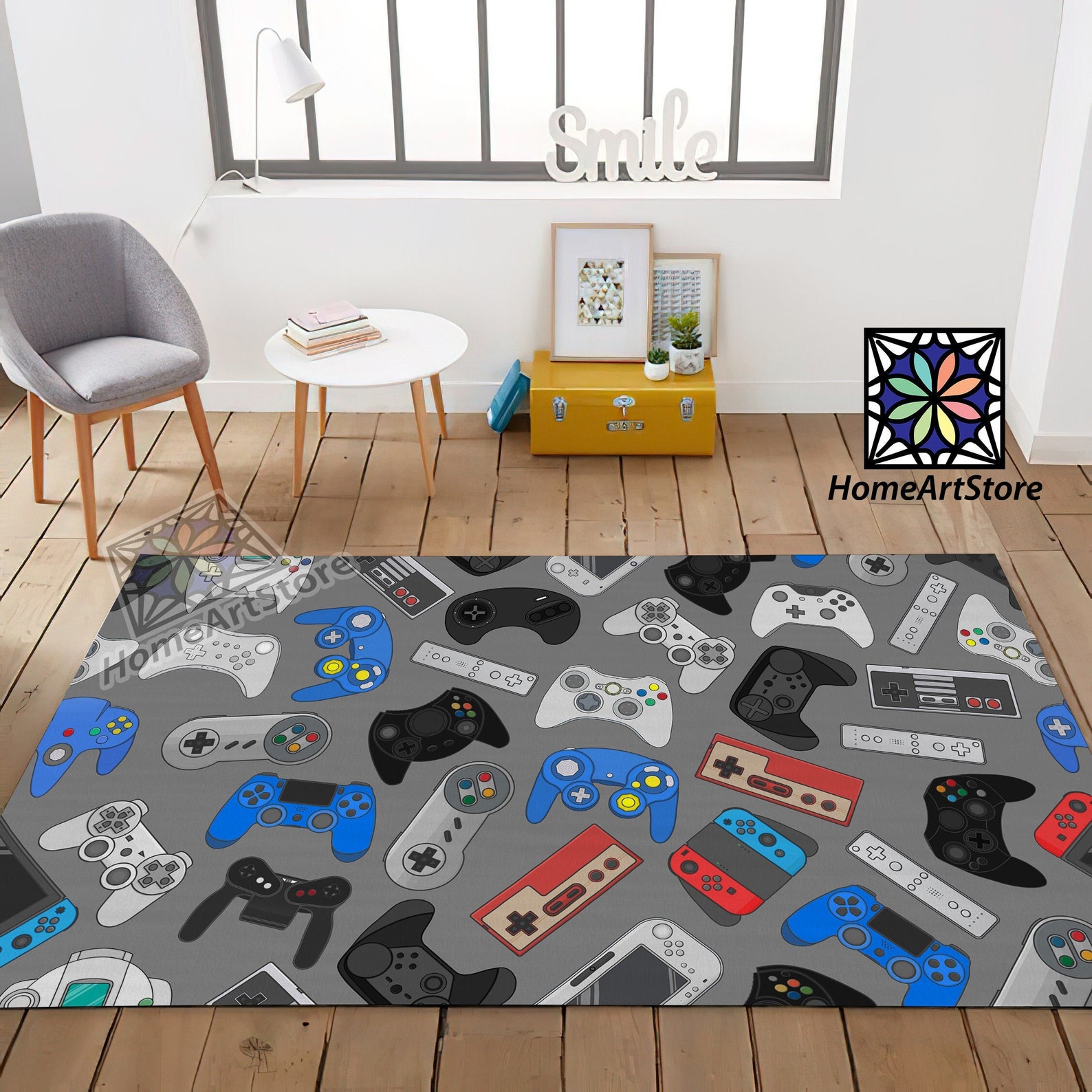 Game Controller Rug Gaming Room Decor Gamer Gift Play Mat Etsy