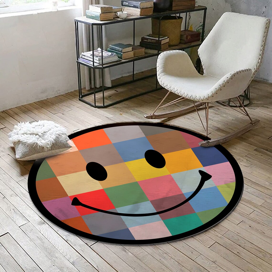 Emoji Rug Round Smiley Carpet Smiley Face Patterned Round Etsy