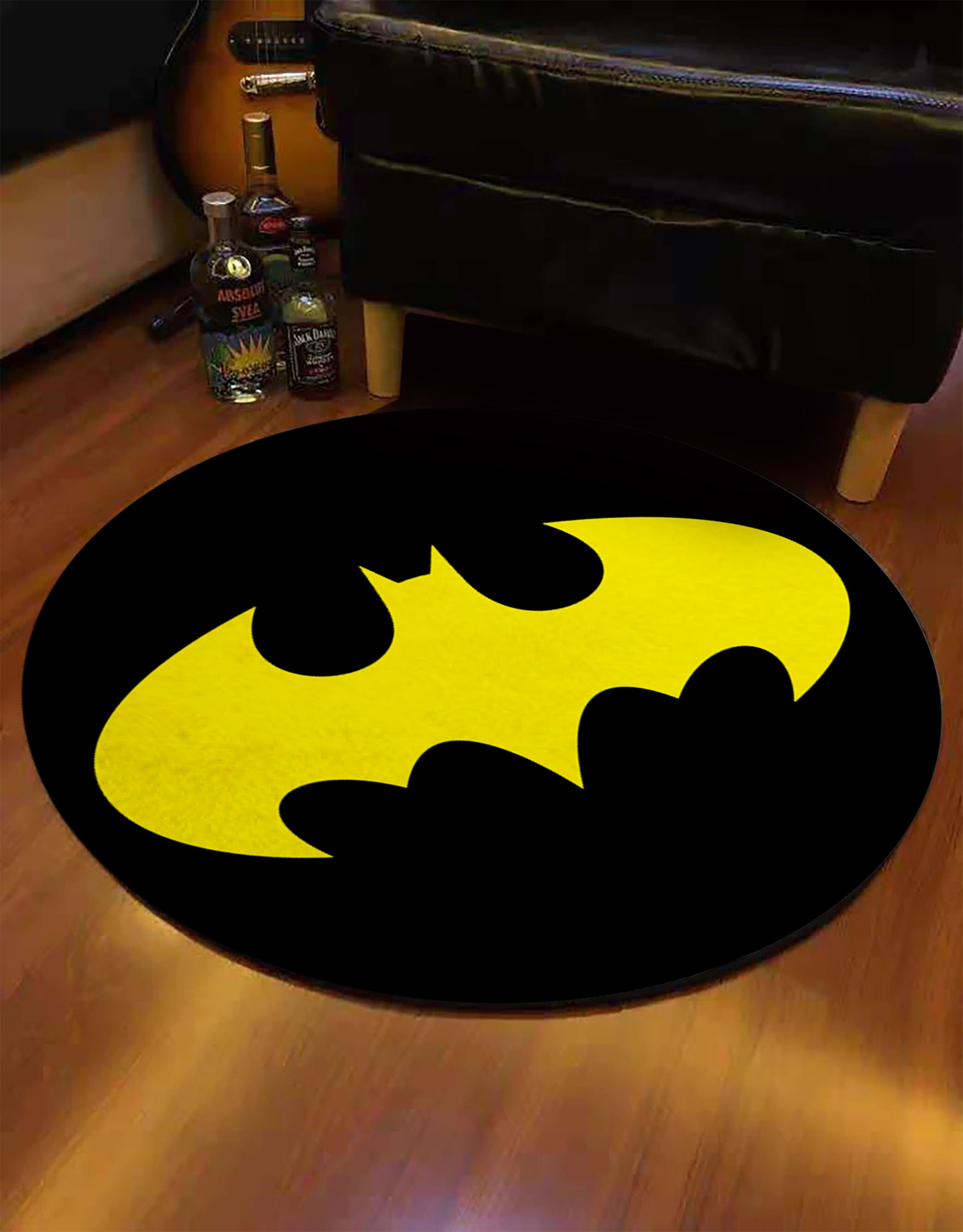Round Batman Rug Batman Logo Carpet Super Hero Rug DC Etsy
