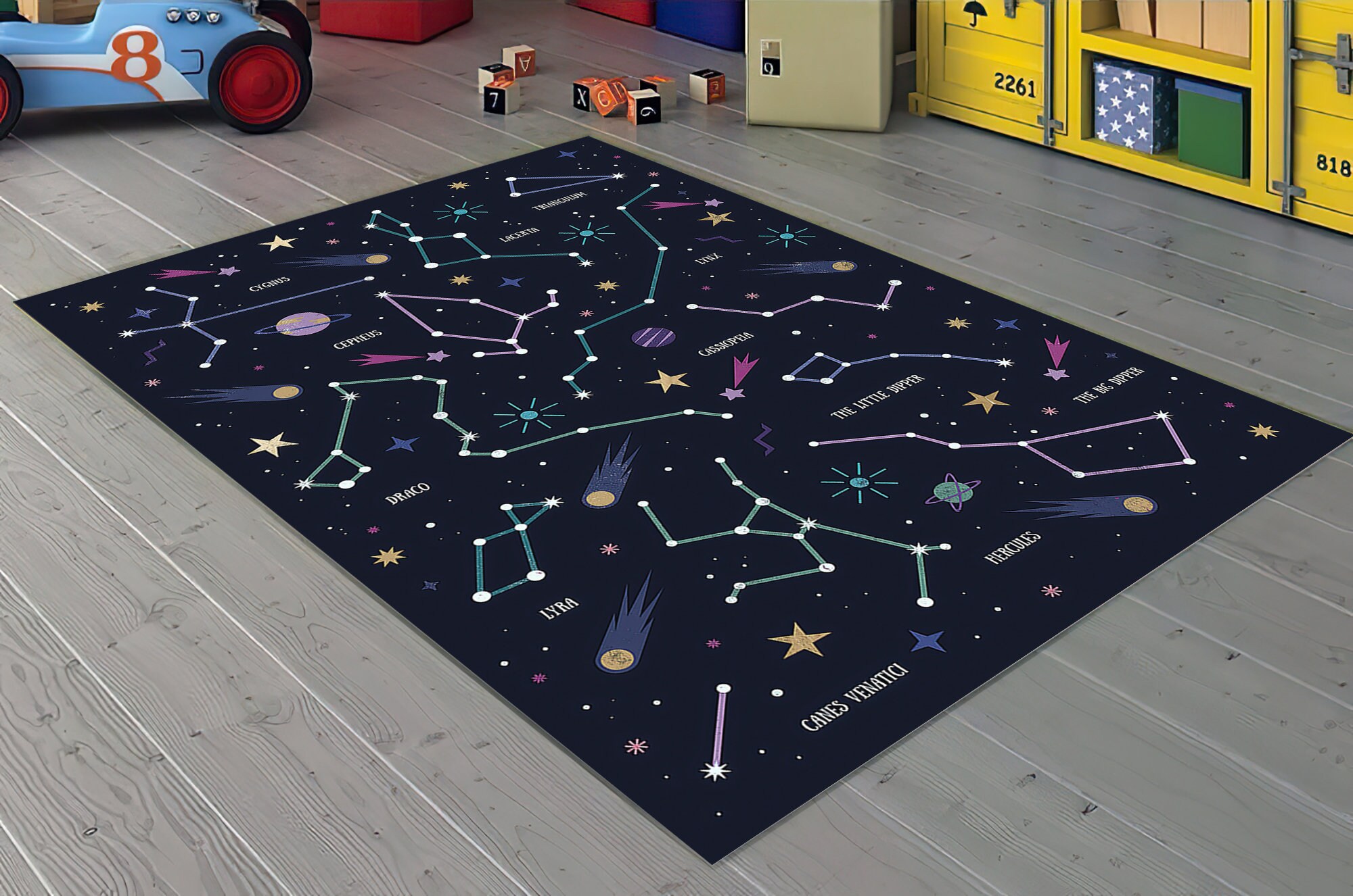 Space Themed Nursery Rug Constellation Patterned Educational Etsy