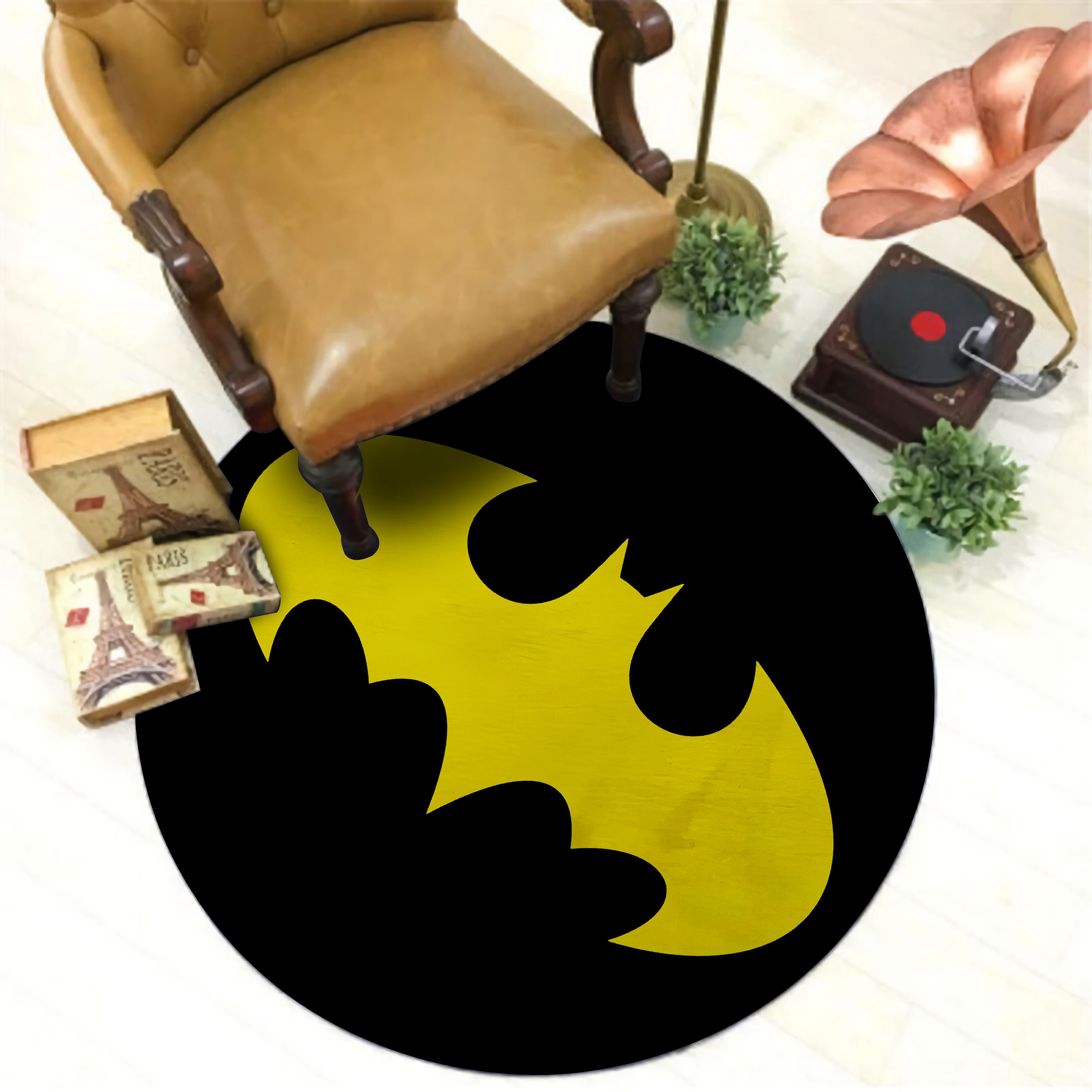 Round Batman Rug Batman Logo Carpet Super Hero Rug DC Etsy