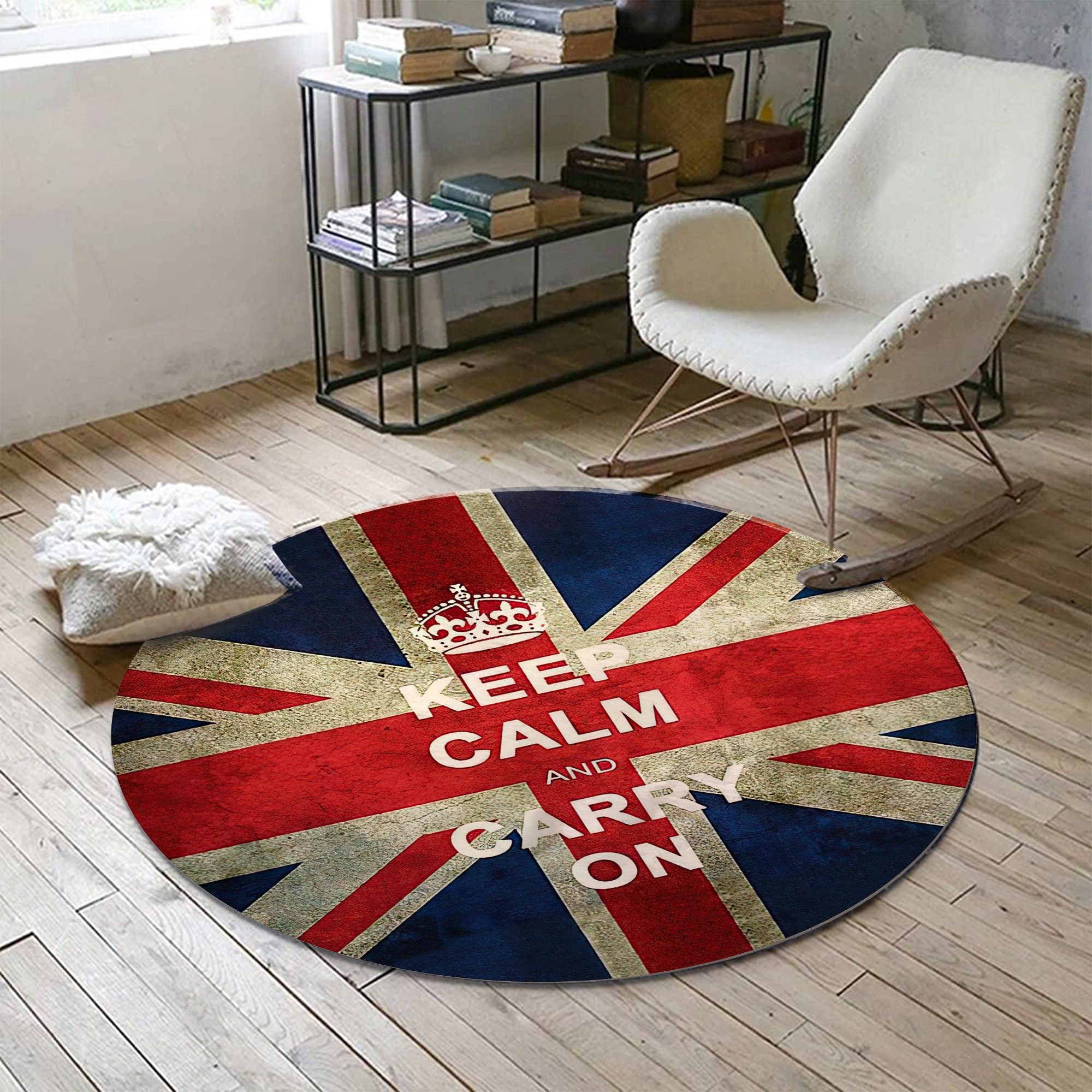 Round British Flag Rug British Style Decorative Round Floor Etsy
