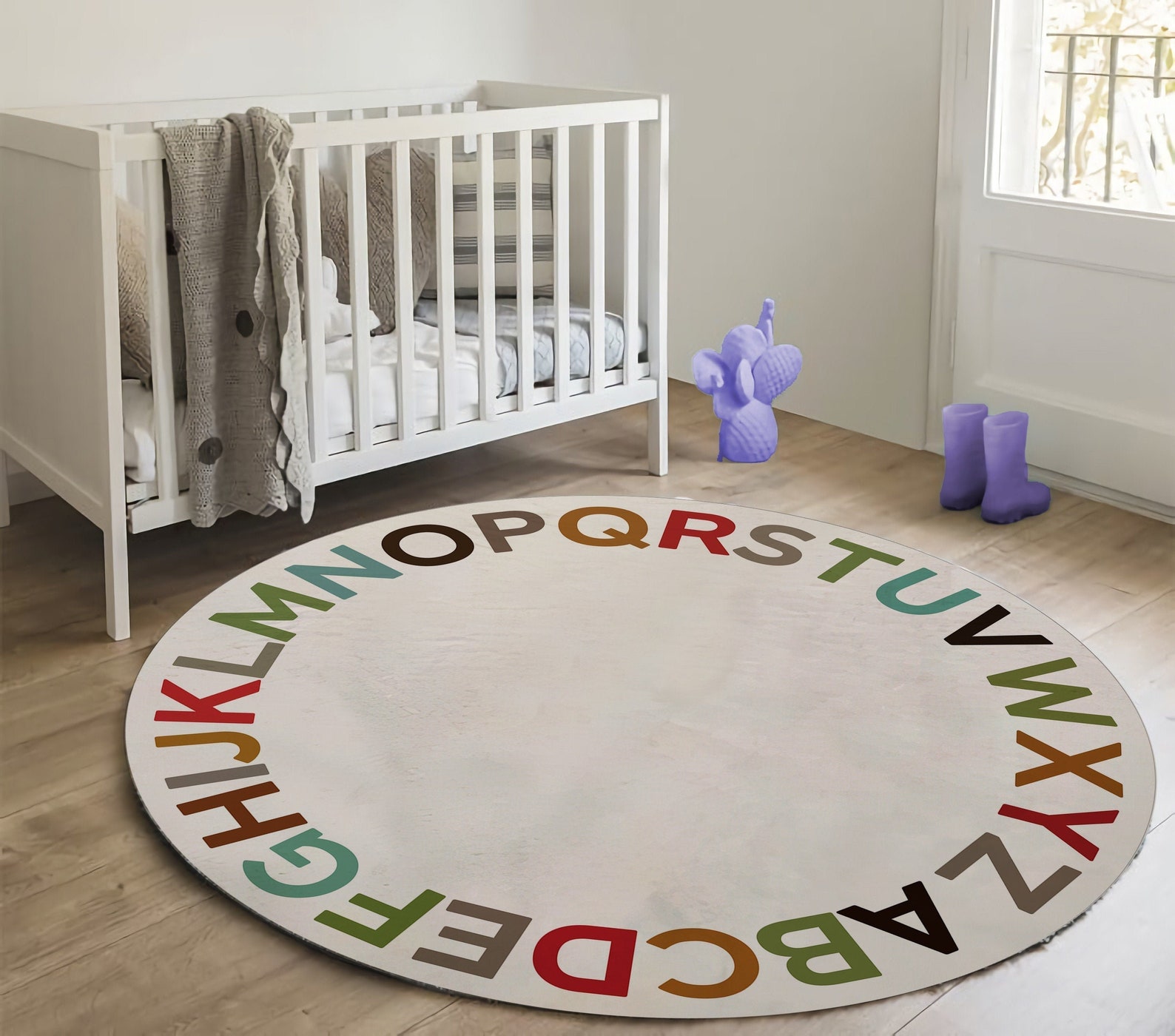 Round ABC Alphabet Rug Educational Kids Room Carpet Nursery Etsy