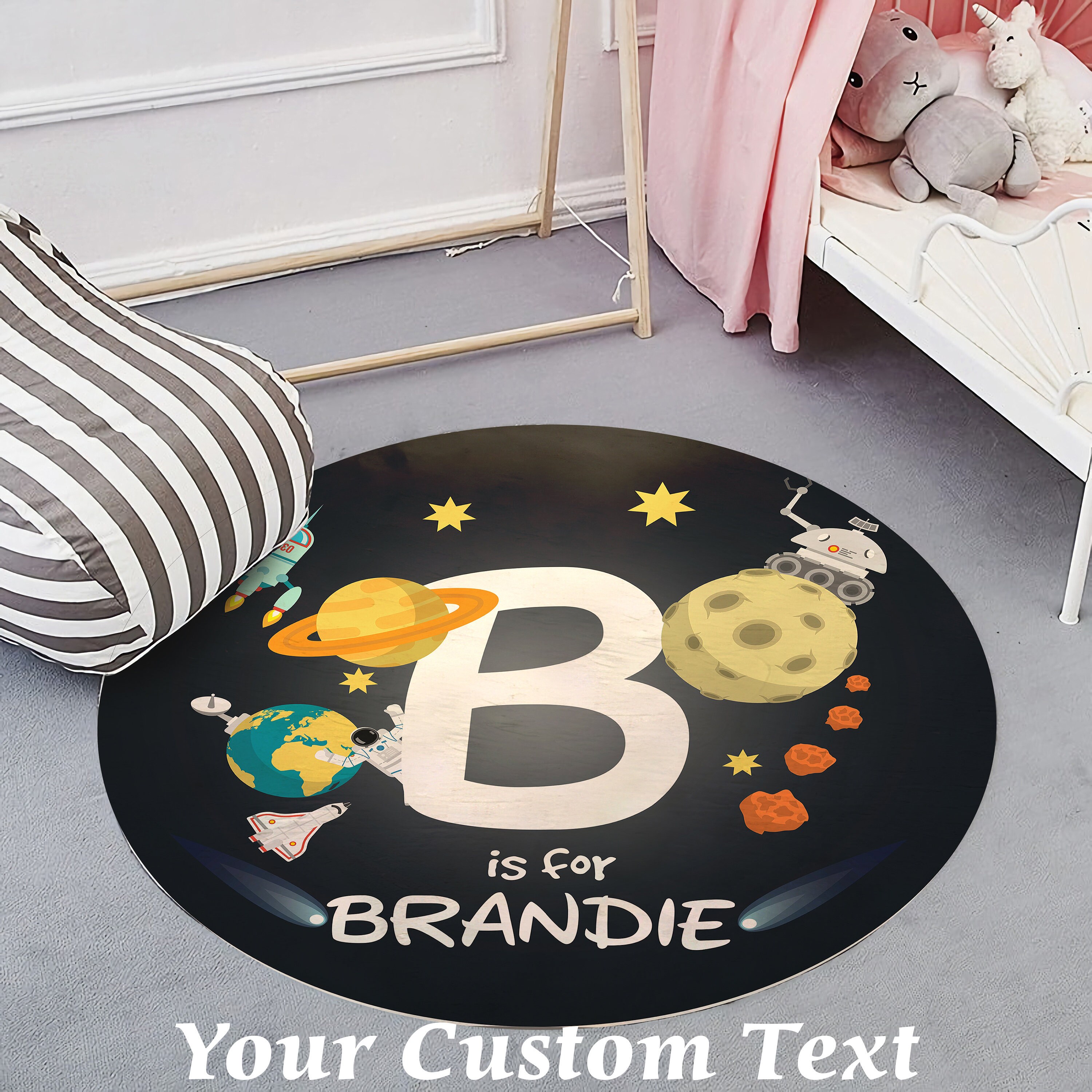 Personalized Space Themed Nursery Rug, Personalized Rugs For Nursery