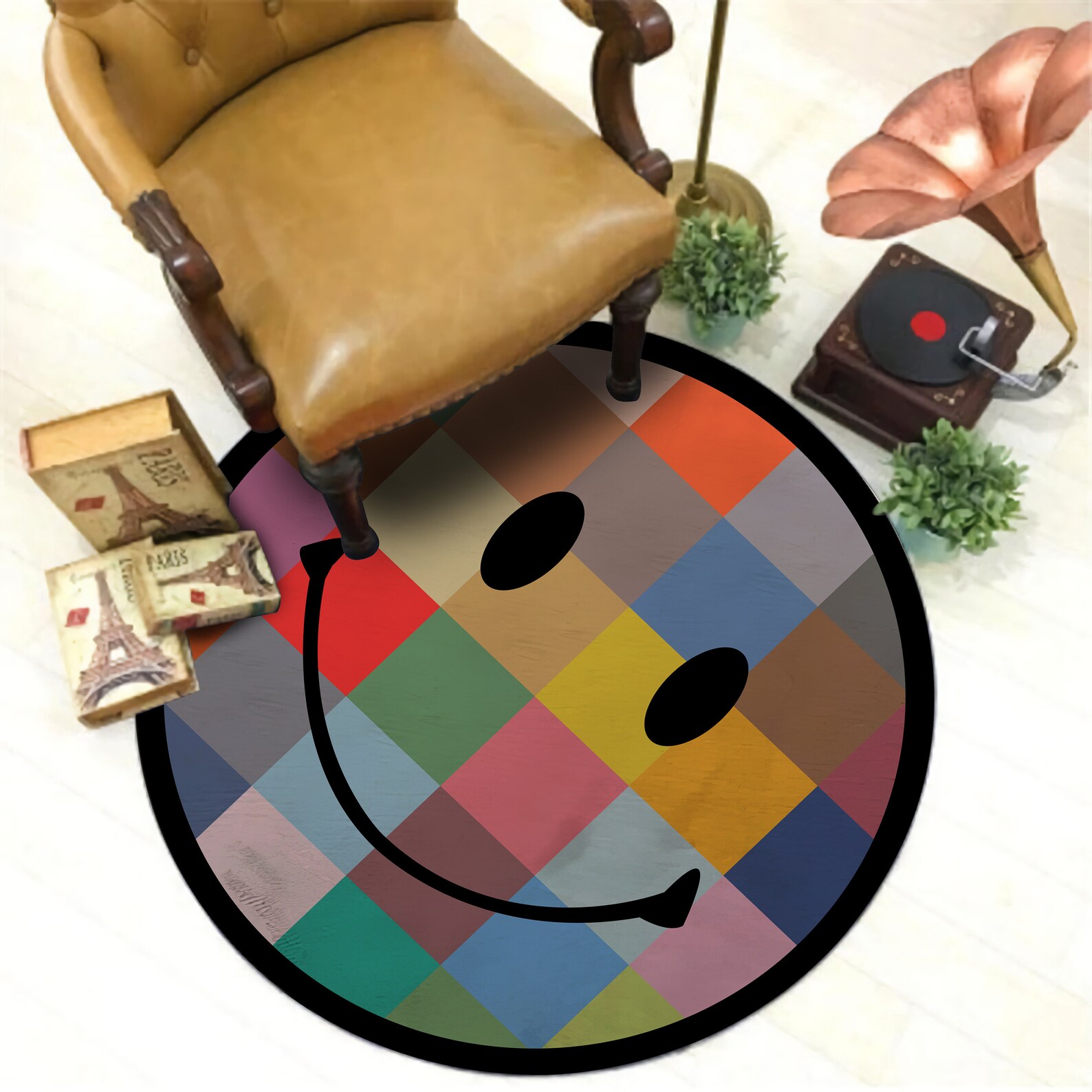 Emoji Rug Round Smiley Carpet Smiley Face Patterned Round Etsy