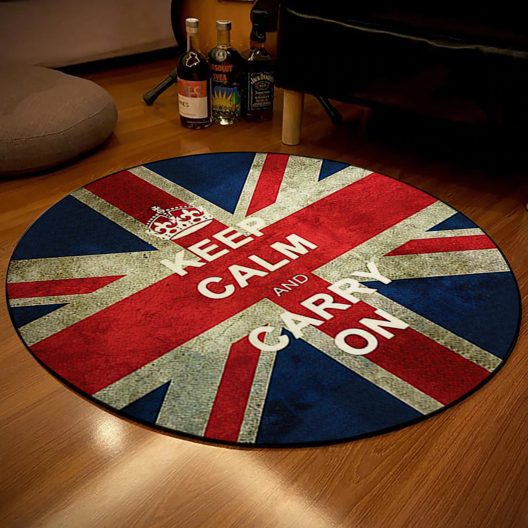 Round British Flag Rug British Style Decorative Round Floor Etsy