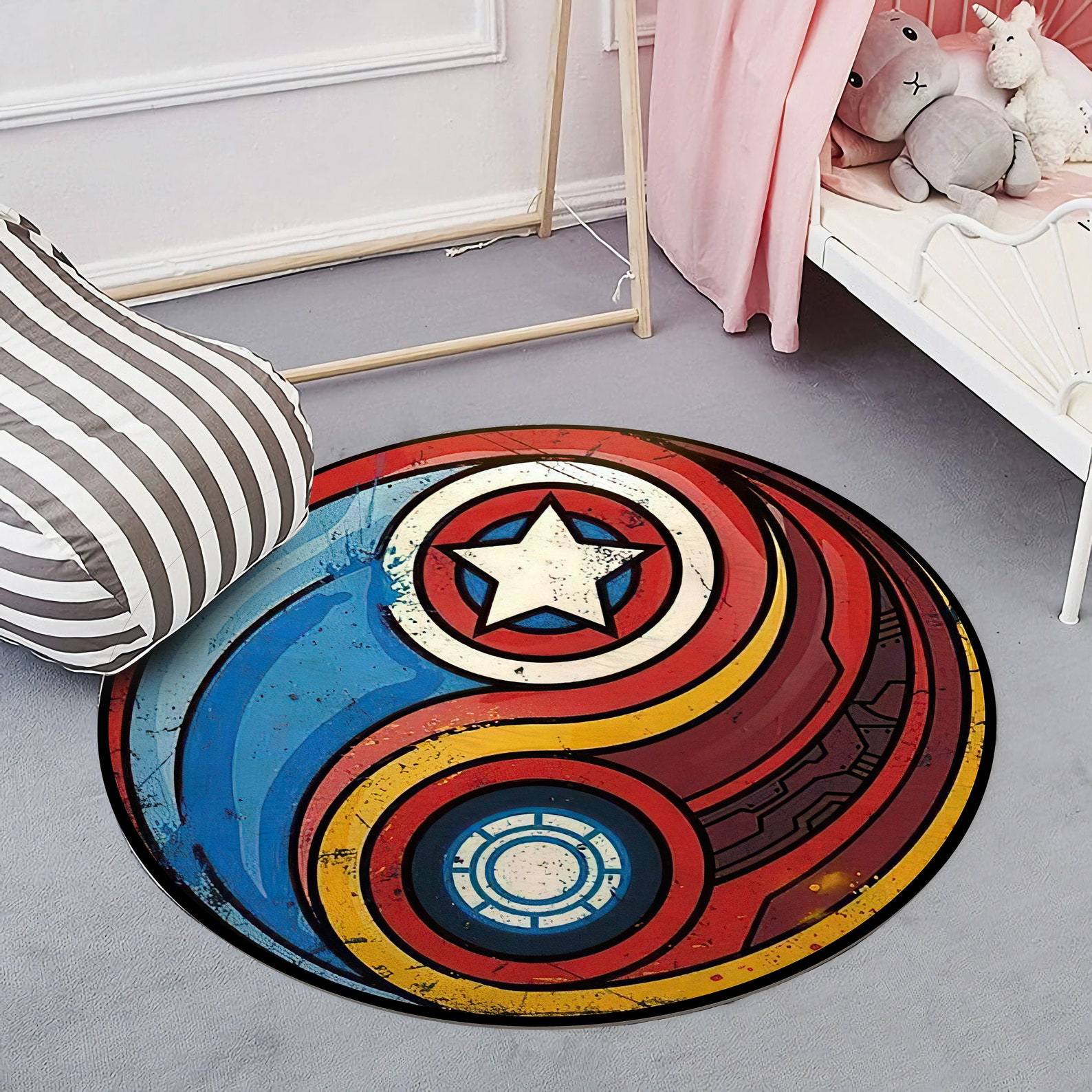 Captain America Rug Iron Man Rug Round Marvel Rug Avengers Etsy