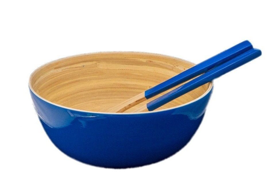 Bowl Bamboo Cambodia Samboo Salad Bowl and Tongs for a Christmas Gift