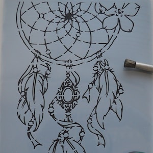 Pochoir attrape-rêves « Dream Your Dream » au format A4 pour meubles, tissus, tissus, peintures murales, gravures, travaux manuels d'art et d'artisanat, cliquez pour peindre maintenant