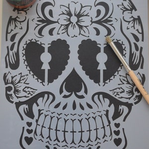 Crâne tatoué, Jour des morts, pochoir pour meubles, tissu, peintures murales, gravure, signalisation, art et artisanat, cliquez pour peindre et décorer.  Non 2