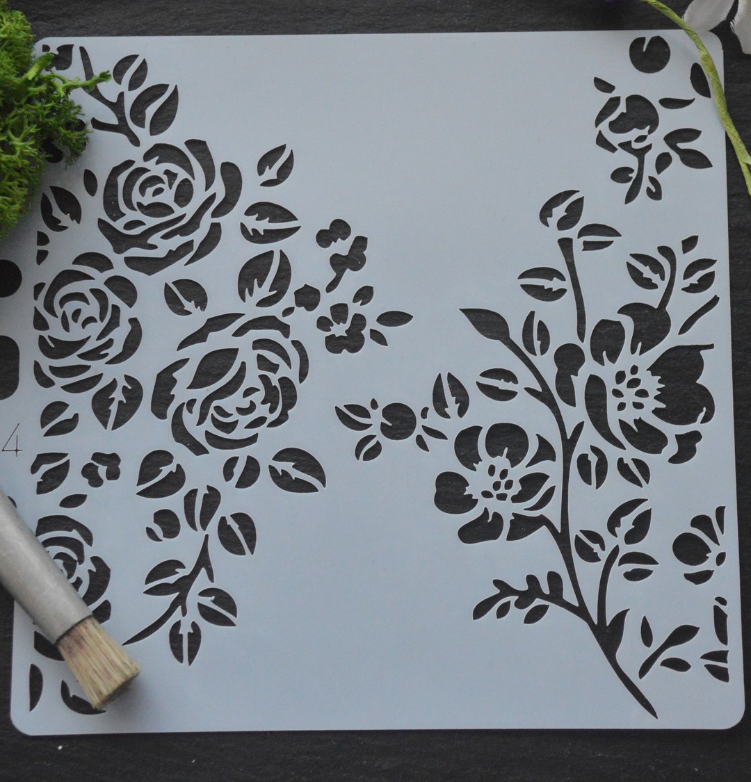Rambling Rose Stencil for Furniture, Fabric, Tiles, Etching, Murals, Cake Decorating, All Art