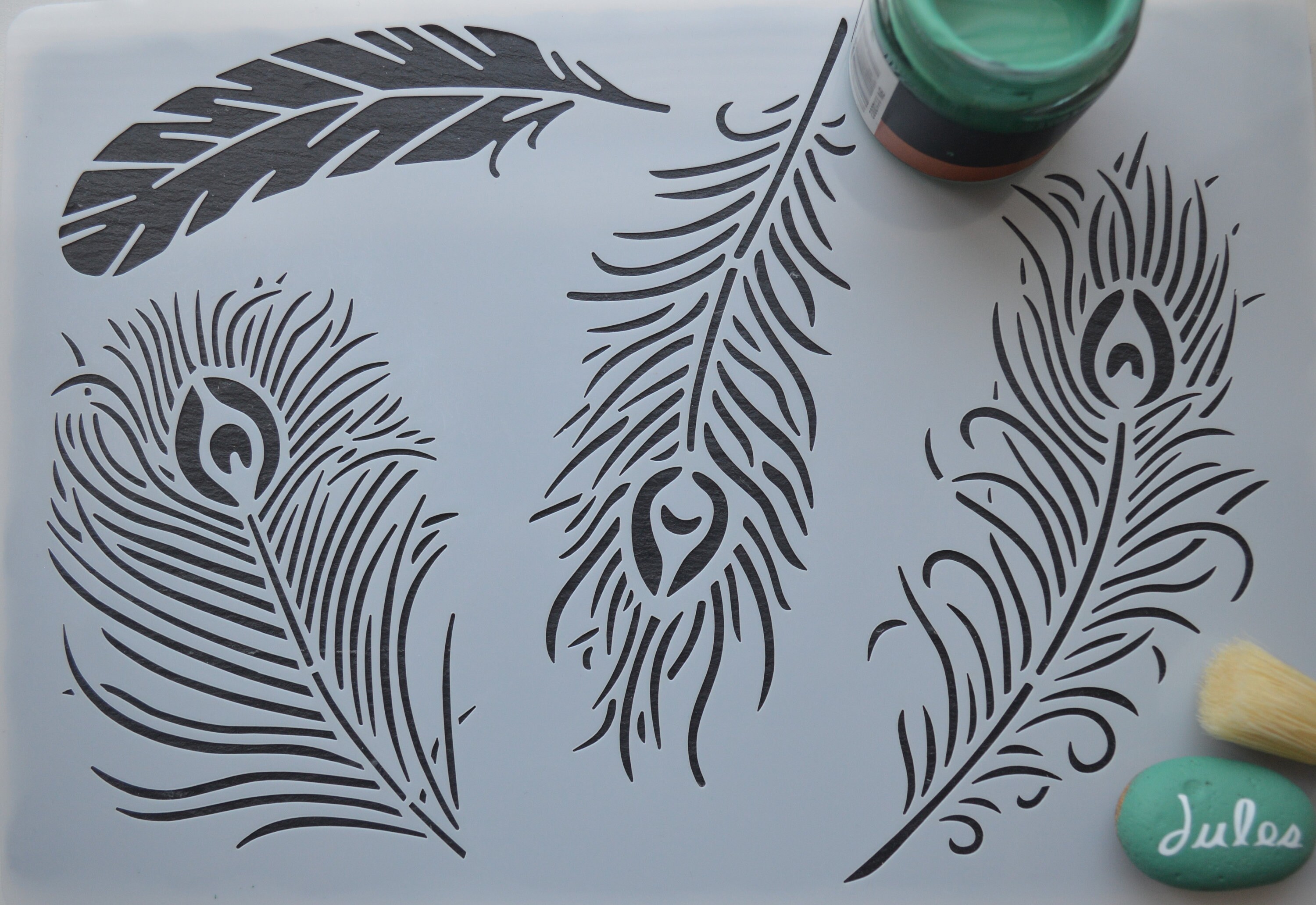 Peacock Feather Stencil A4 stencil for furniture fabric wall Etsy