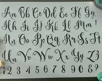 Alphabet Stencil in A5 for furniture, fabric, tiles, etching, murals, school work, crafts, cake decorating. Click now to paint and decorate