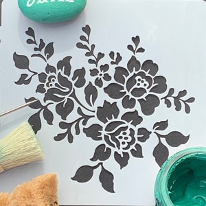 Plantilla de flores de jardín campestre para muebles, telas, azulejos, scrapbooking, grabado, murales, arte y manualidades. Haga clic para pintar y decorar ahora, n.° 5.