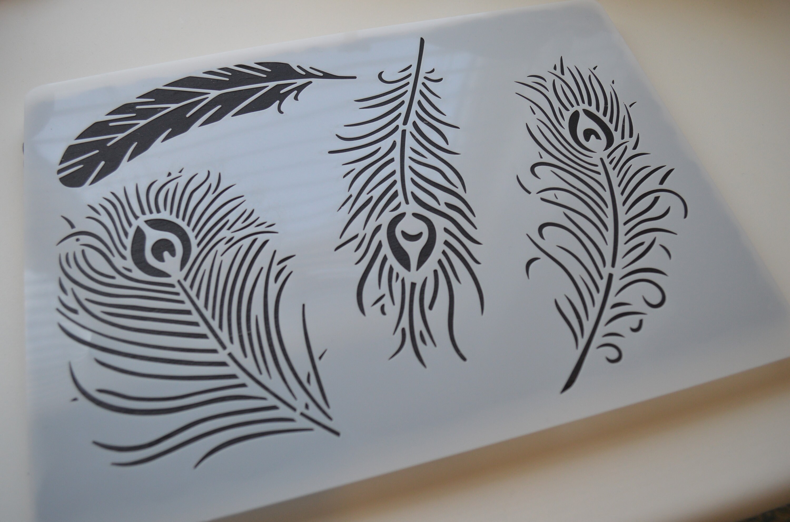 Peacock Feather Stencil A4 stencil for furniture fabric wall Etsy