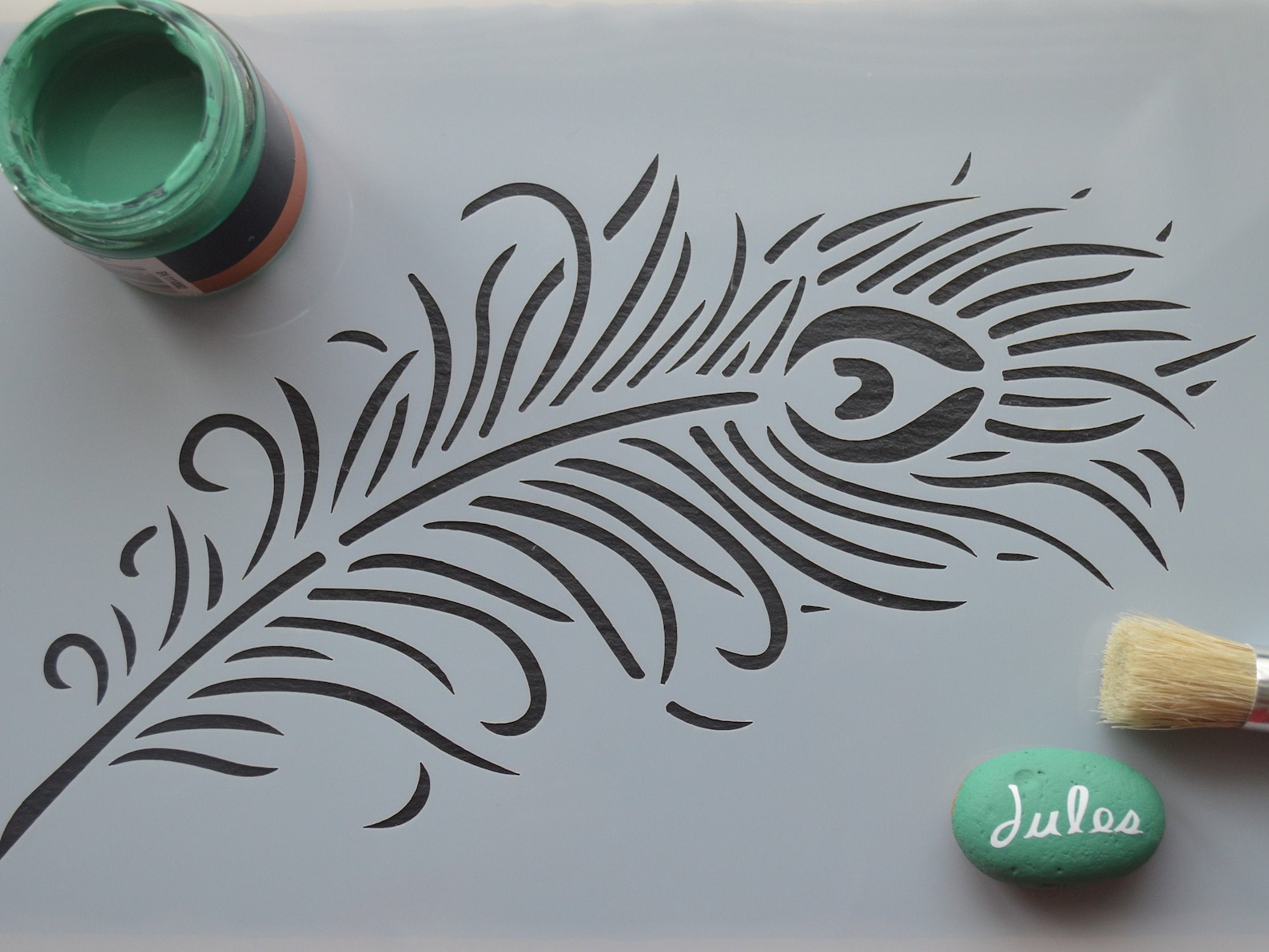 Single Peacock Feather Stencil in A4 for Furniture Fabric Etsy