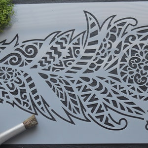 Pochoir de mandala de feuilles pour meubles, tissus, gravures, peintures murales, scrapbooking, signalisation, tous les arts et métiers, cliquez pour peindre et décorer maintenant