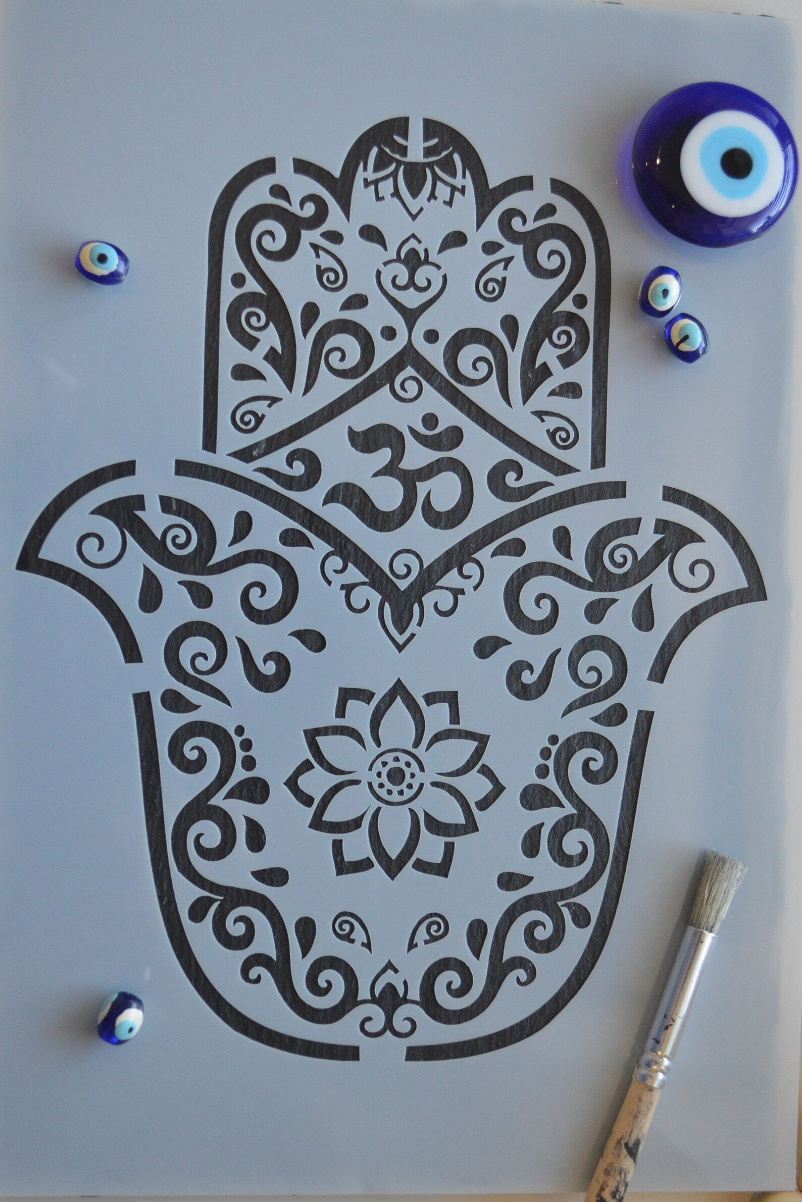 Hamsa hand stencil. A4 stencil for furniture fabric wall Etsy