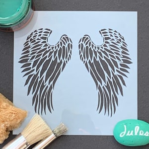 Bellissimo stencil di ali d'angelo per Natale, creazione di biglietti, costumi, mobili, tessuti, magliette, tutte le arti e i mestieri, clicca per dipingere ora