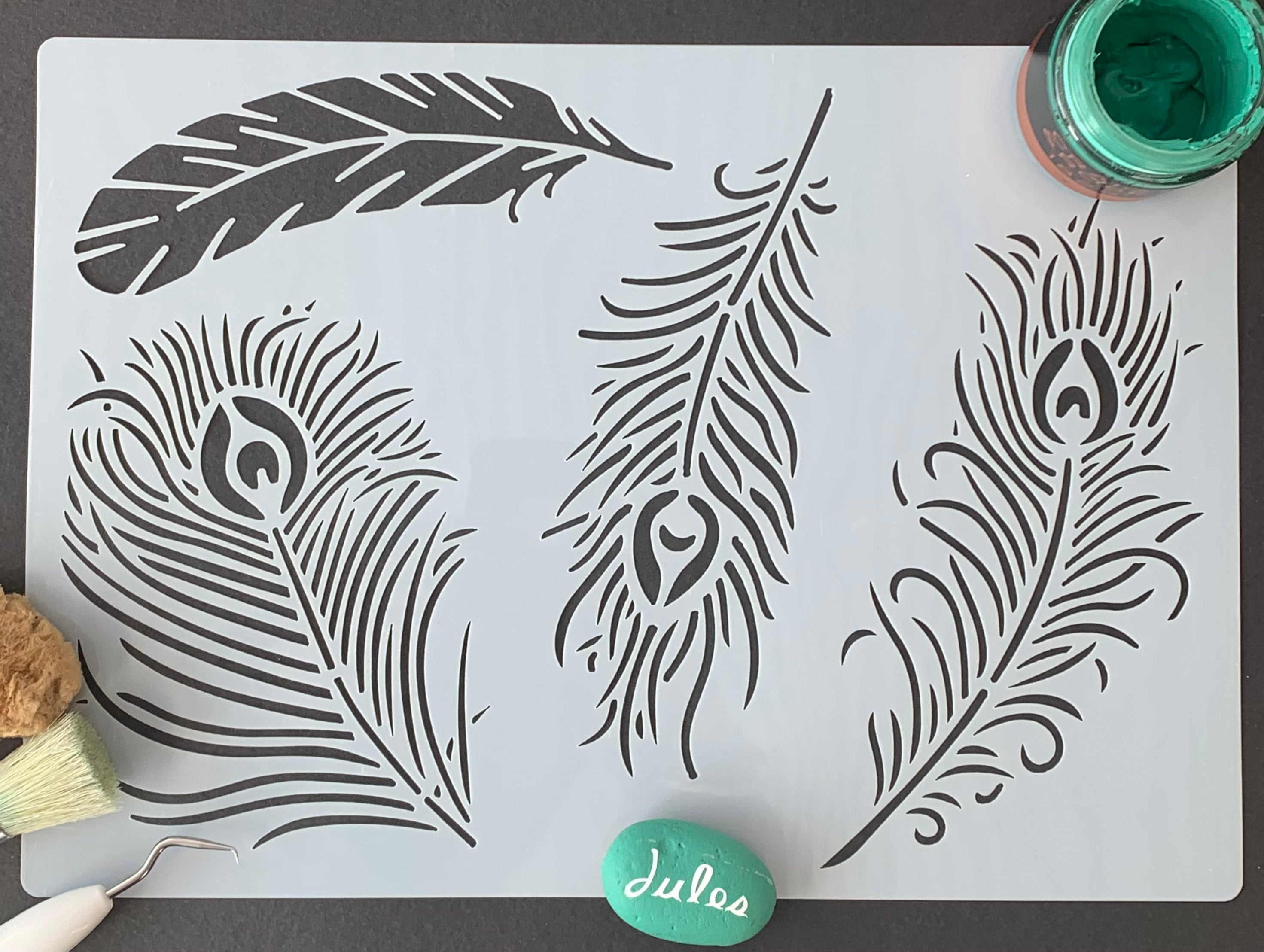 Peacock Feather Stencil in A4 for Painting Furniture Fabric Etsy Canada