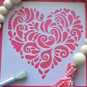 Stencil Love Heart, San Valentino, partecipazioni di nozze, decorazioni per torte, mobili, tessuti, piastrelle, decorazioni murali, prenotazione rottami, segnaletica. clicca per comprare