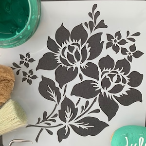Estêncil de flores Country Garden para móveis, tecidos, azulejos, decoração de bolos, gravura, murais, todas as artes e ofícios, clique para decorar. nº 2