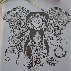 Grote majestueuze mandala-olifant in A2-stencil voor meubels, stof, muurschilderingen, etsen, alle kunstnijverheid, klik om nu te schilderen en te decoreren