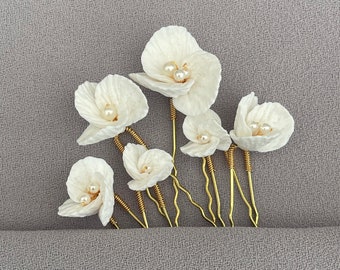 Bridal hair pins, clay flower hair pins, hair pins for wedding, bridal accessories, clay flower pins, flower hair pins, wedding hair pins