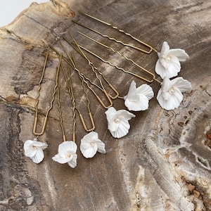 Bridal hair pins, clay flower hair pins, hair pins for wedding