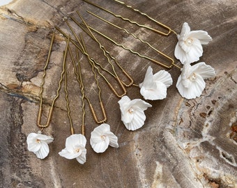 Bridal hair pins, clay flower hair pins, hair pins for wedding