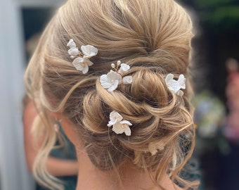 Bridal hair pins, Bridal flower pins, set of bridal hair pins, floral hair pins, bridal accessories, bridal hair accessories