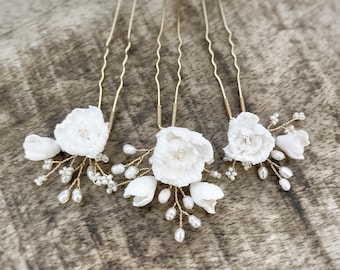 Bridal hair pins, Bridal flower pins, set of bridal hair pins, floral hair pins, bridal accessories, bridal hair accessories