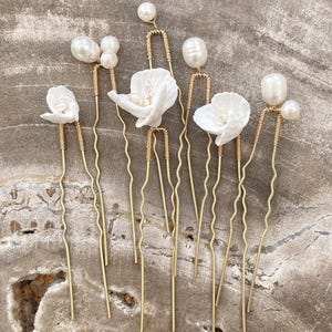 Bridal hair pins, clay flower hair pins, hair pins for wedding, bridal accessories, clay flower pins, flower hair pins, wedding hair pins