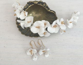 Bridal hairvine and earring set