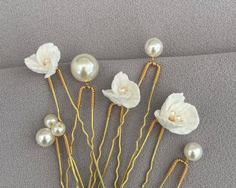 Bridal hair pins, clay flower hair pins, hair pins for wedding, bridal accessories, clay flower pins, flower hair pins, wedding hair pins